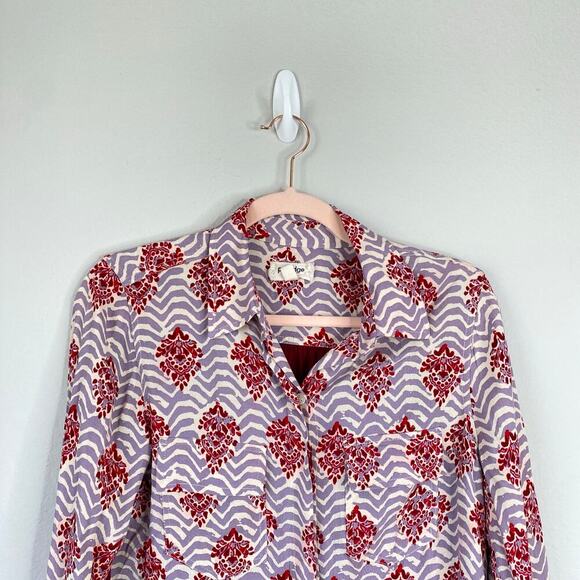 ANTHROPOLOGIE Porridge Medallion Mixed Media Top Boho Long Sleeve Blouse Small - Picture 3 of 7